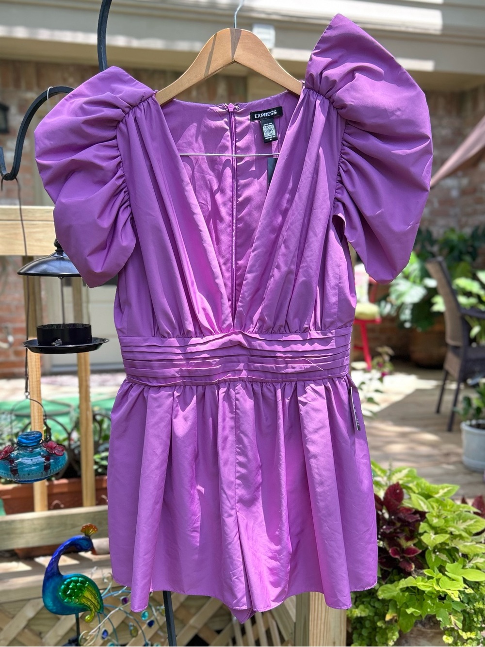 Express Purple Puff-Sleeve Dress